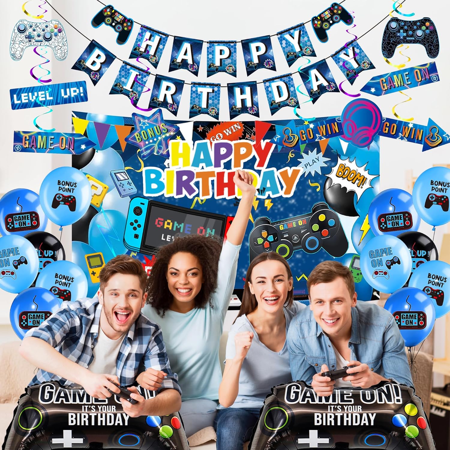 Video Game Birthday Decor Balloons - 33 Piece Party Set