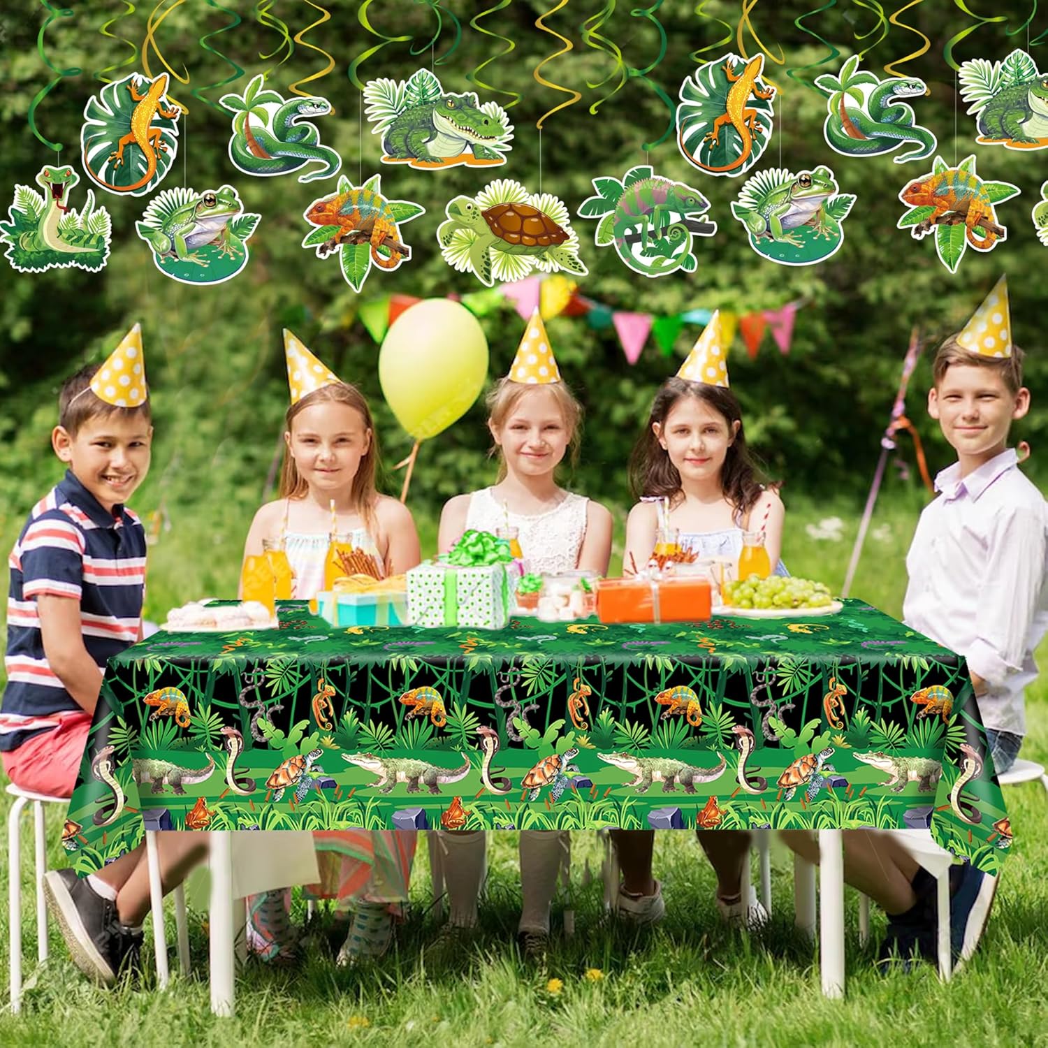 3 Pcs Reptile Swamp Tablecloth for Birthday Party Decor