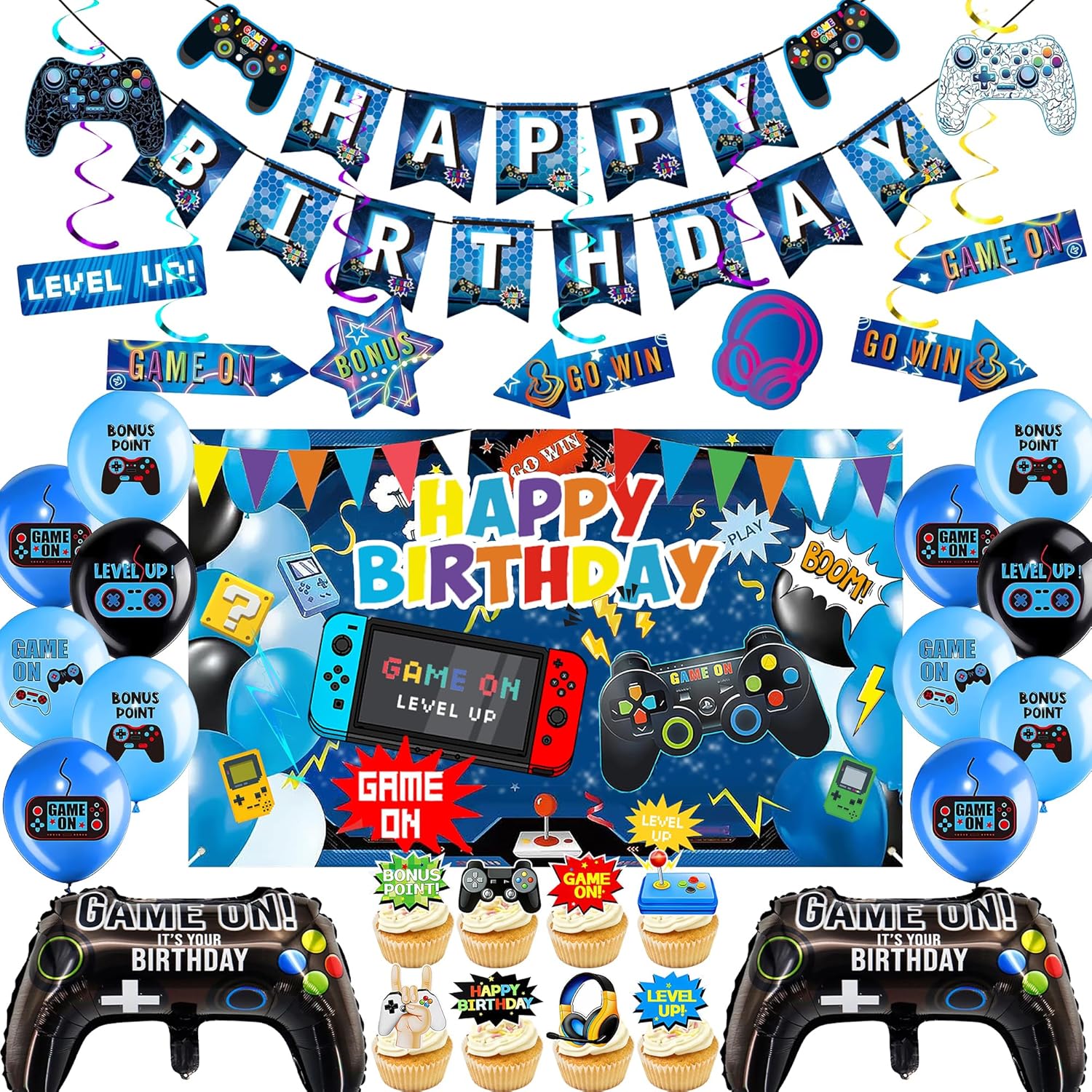 Video Game Birthday Decor Balloons - 33 Piece Party Set