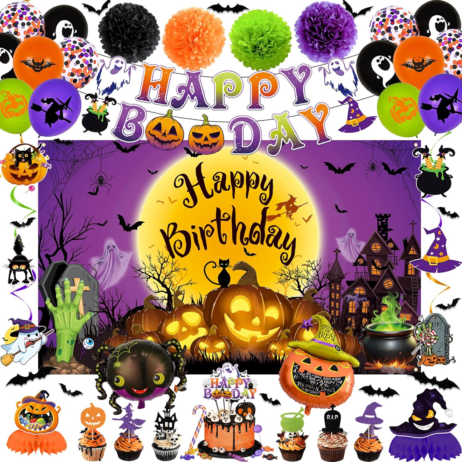 Trgowaul Halloween Birthday Party Decor Set 50pcs