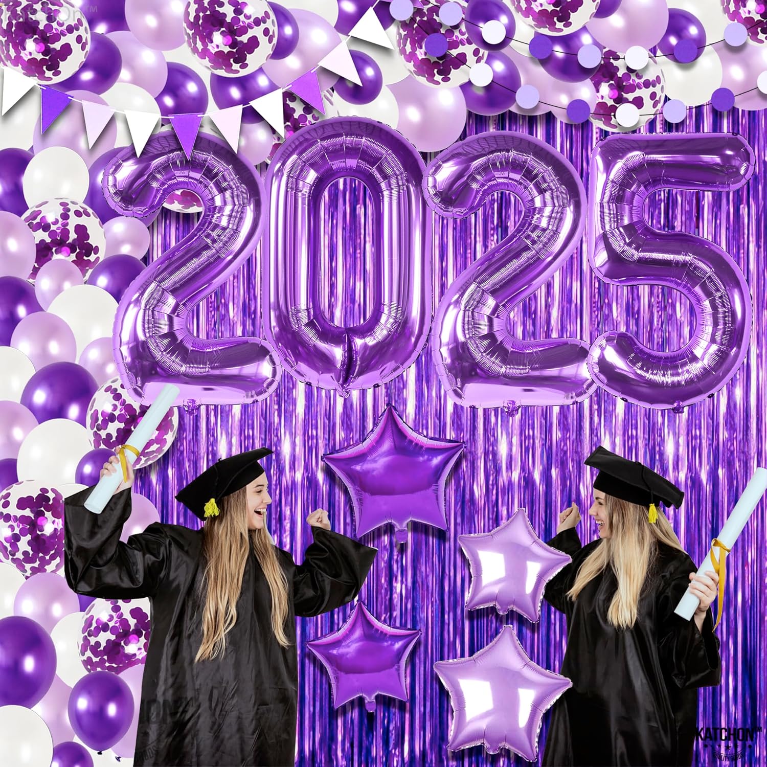 KatchOn Purple Graduation Decorations Class of 2025 - Pack of 134