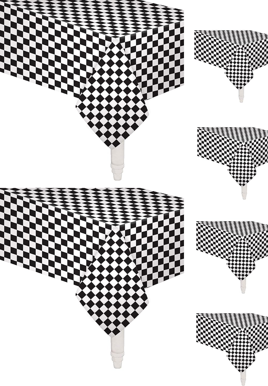 Oojami Pack of 6 Black White Checkered Table Cover