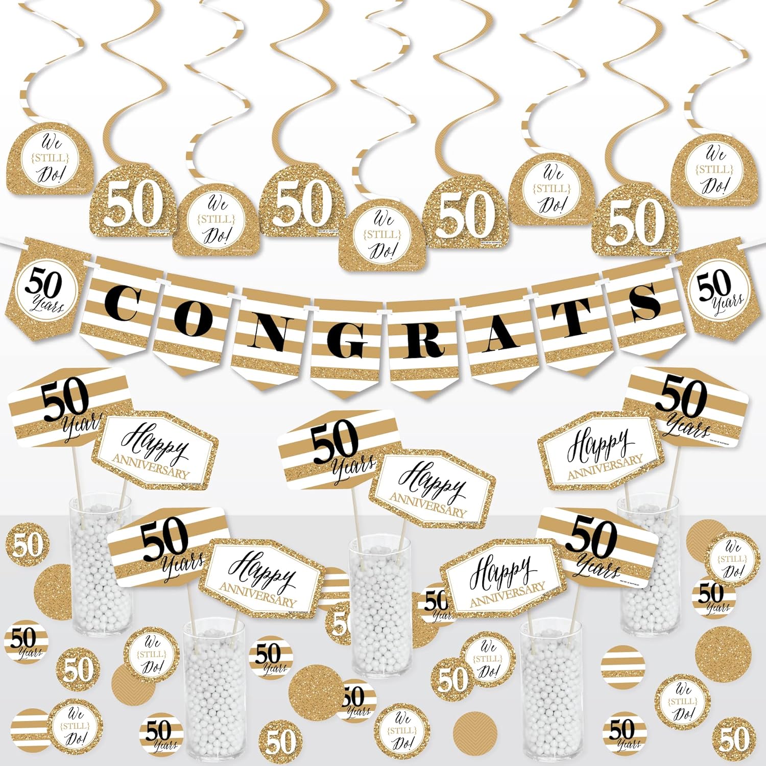 Big Dot of Happiness 50th Wedding Anniversary Party Pack Decor
